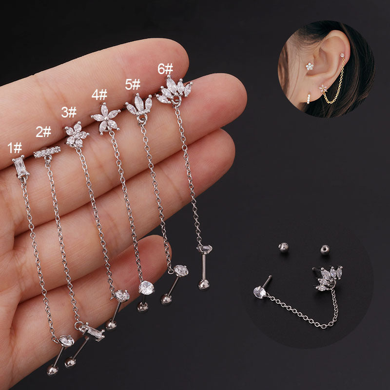 Unisex Thin Rod Double Pierced Earrings