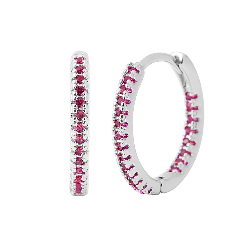 Geometric Circle Ear Clips – Multicolor Zircon Earrings