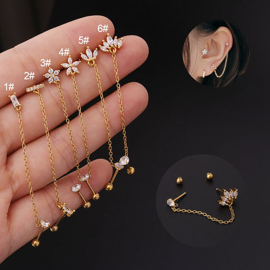 Unisex Thin Rod Double Pierced Earrings