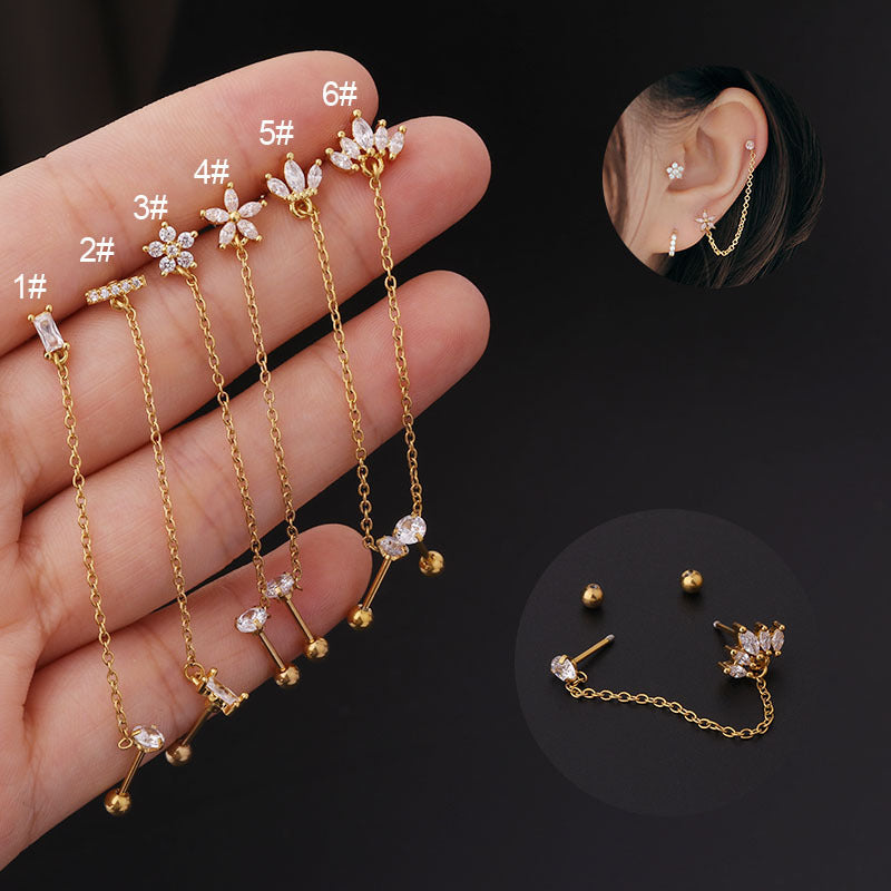 Unisex Thin Rod Double Pierced Earrings