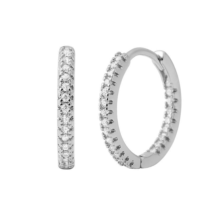 Geometric Circle Ear Clips – Multicolor Zircon Earrings