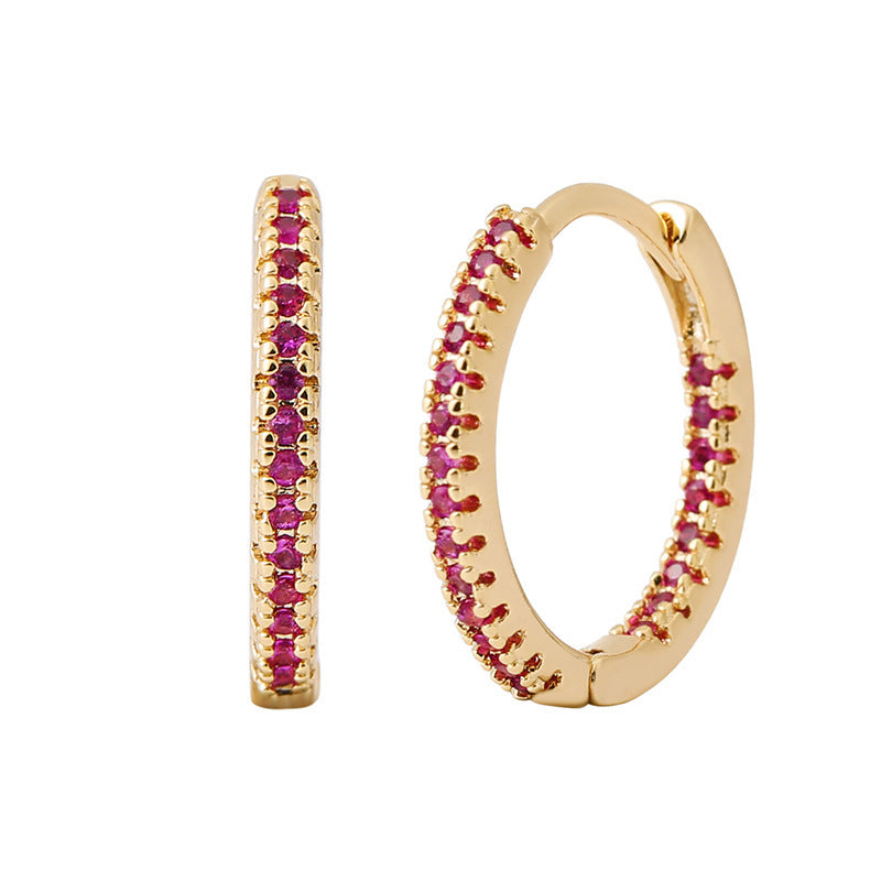 Geometric Circle Ear Clips – Multicolor Zircon Earrings