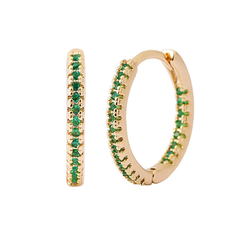 Geometric Circle Ear Clips – Multicolor Zircon Earrings