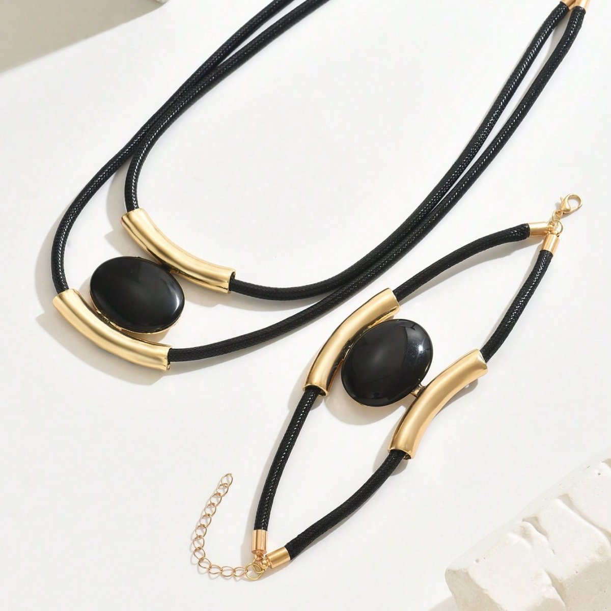 Bold Black & Gold Spiral Jewelry Set