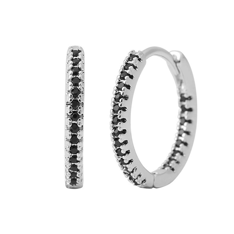 Geometric Circle Ear Clips – Multicolor Zircon Earrings