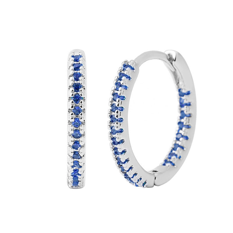 Geometric Circle Ear Clips – Multicolor Zircon Earrings