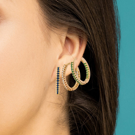 Geometric Circle Ear Clips – Multicolor Zircon Earrings