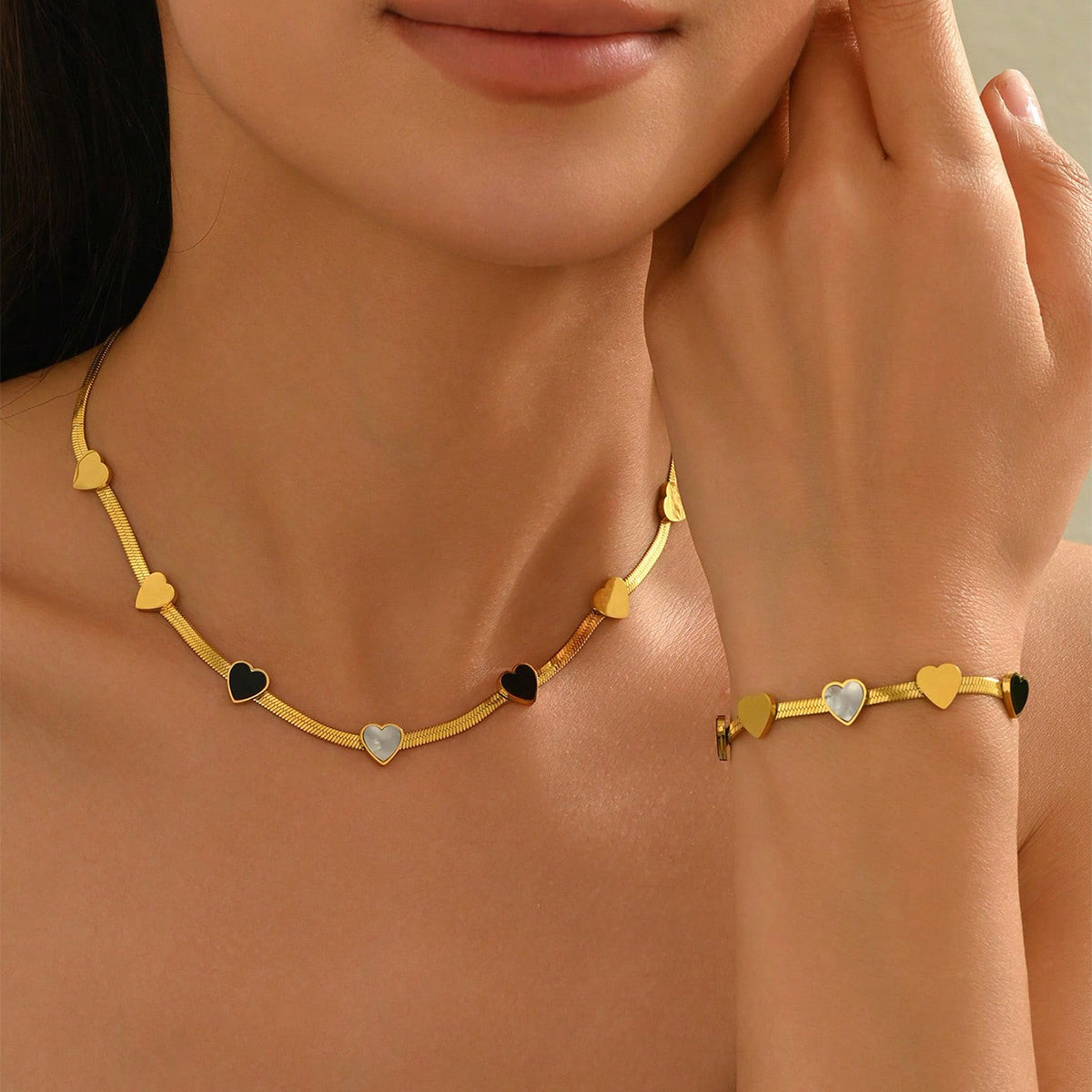 Lxalry 18K Gold Plated Heart Jewelry Set