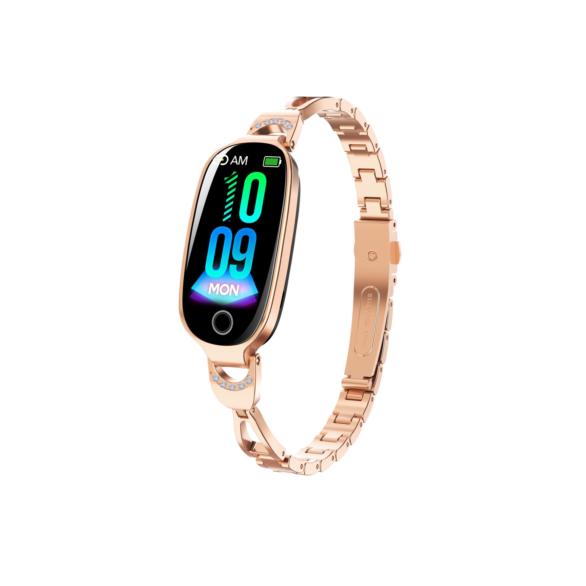 Gold smartwatch for women with heart rate monitor