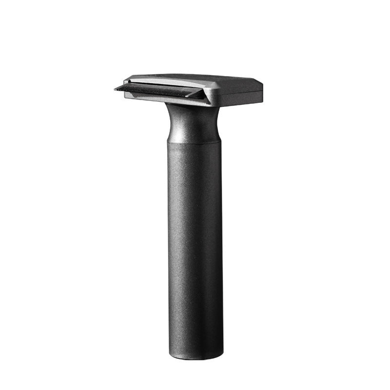 Black safety razor on a white background
