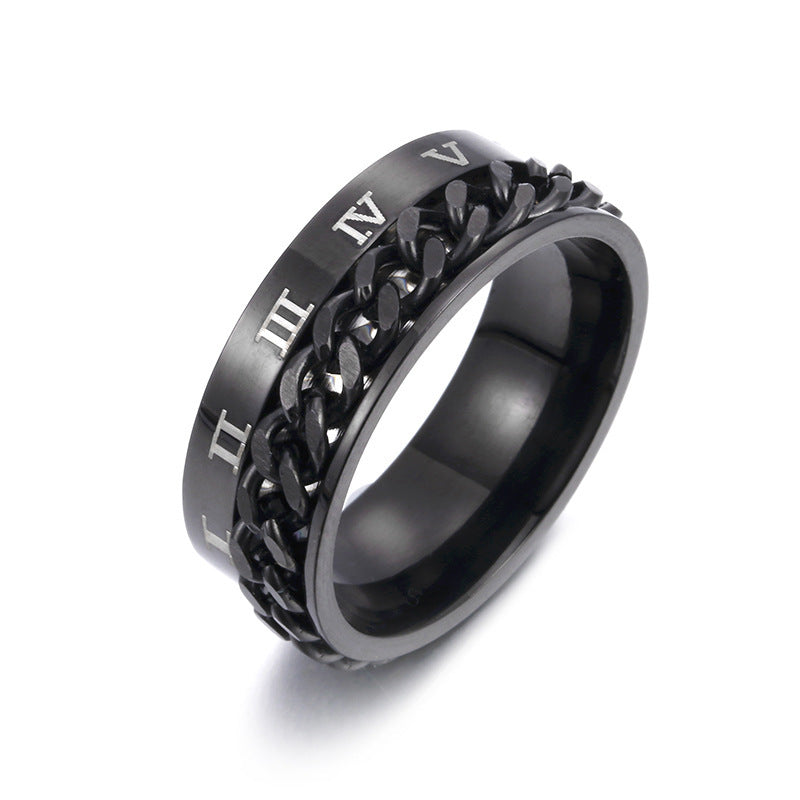 Rotatable chain ring with Roman letters for couples
