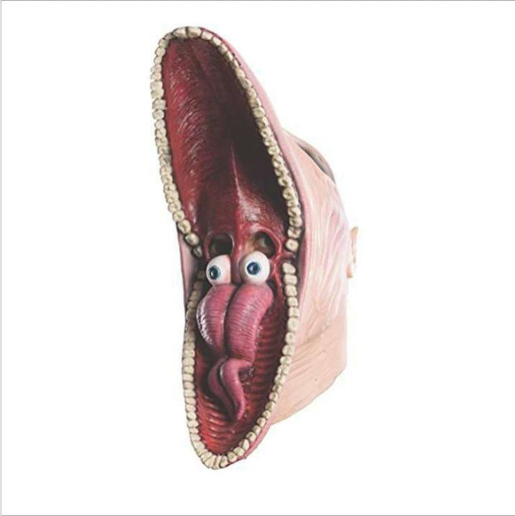 Squid costume with googly eyes on a white background