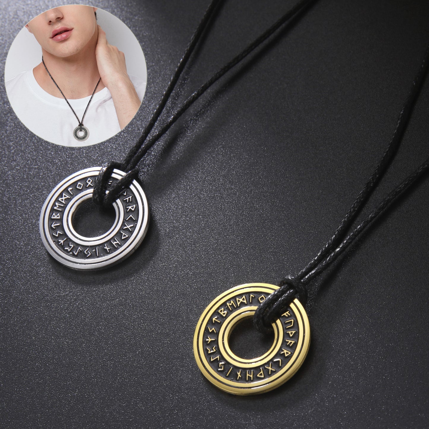 Vintage Nordic rune necklace with titanium steel pendant