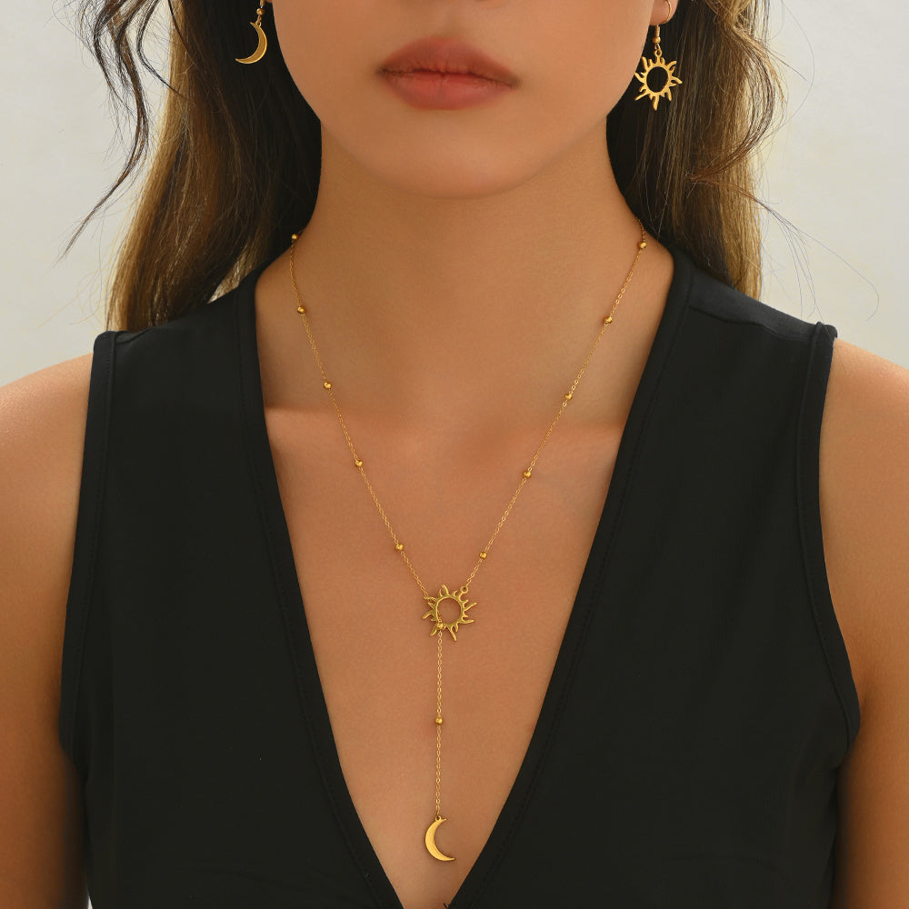 Lxalry 18K Gold Plated Sun & Moon Jewelry Set