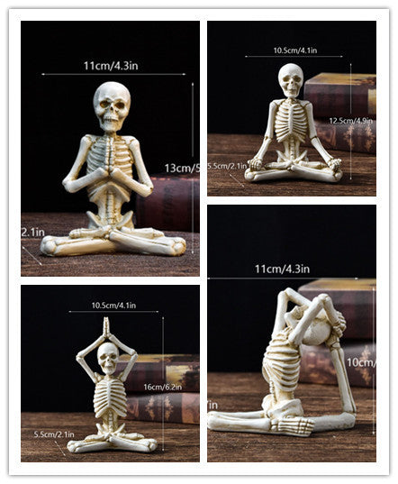 Collage of skeleton figures in various poses with measurements on a dark background