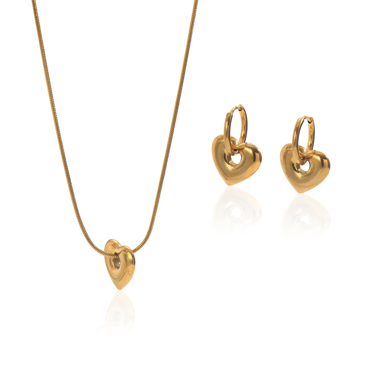 Lxalry 18K Gold Plated Hollow Heart Jewelry Set