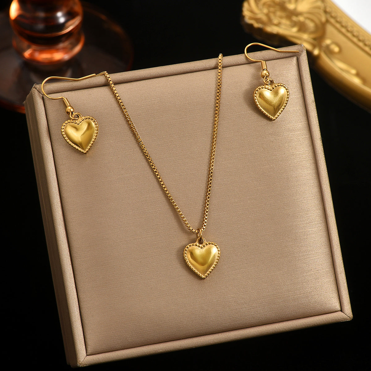 Lxalry 18K Gold Plated Heart Jewelry Set