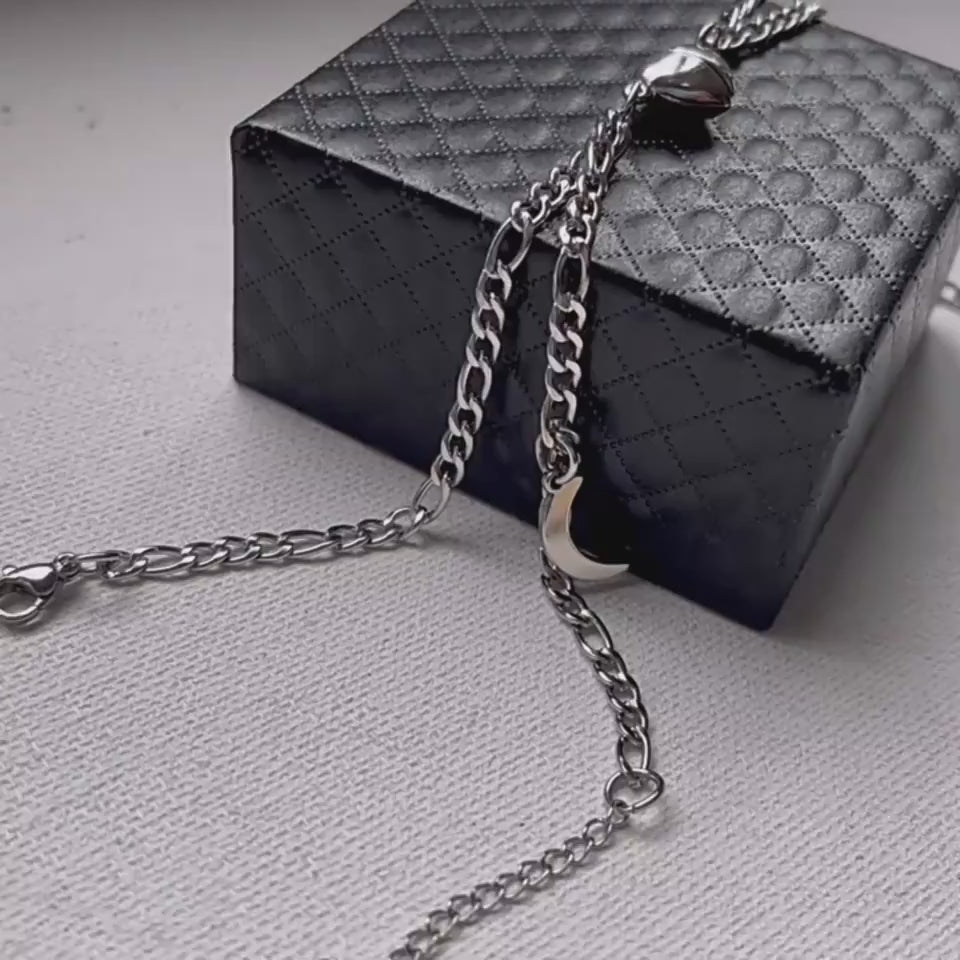 2pcs minimalist love bracelets with magnet connection Video